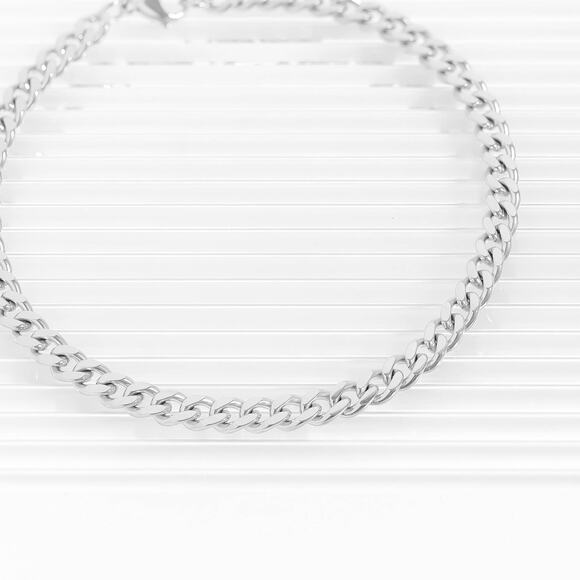 Stainless Steel Diamond Cut Curb Chain Bracelet or Anklet - Picture 5 of 12